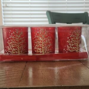Red Glittery Glass Candle Holders